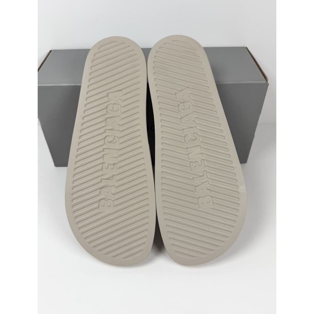 Size 8 - Balenciaga Beige Pool Campaign Logo Sandals NEW! - Picture 7 of 9